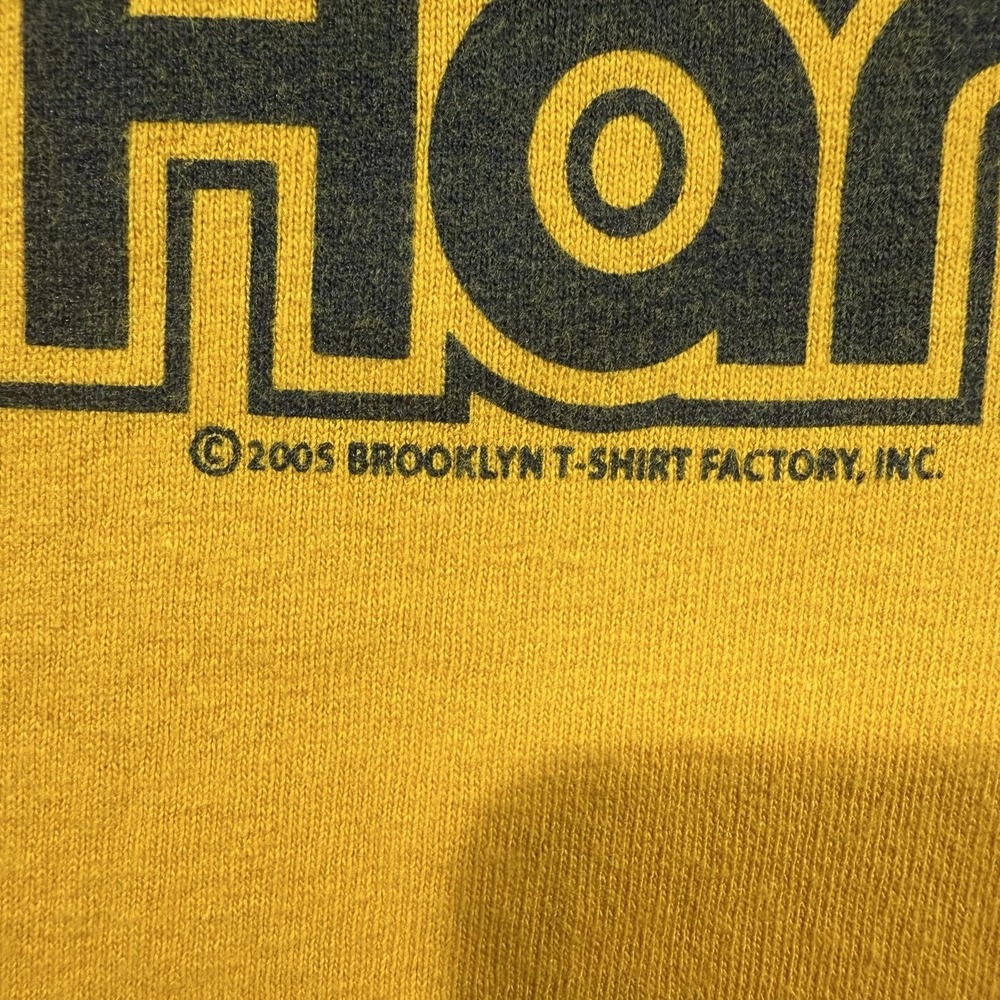 Vintage Future Hamburger Shirt Mens Large Yellow Cow Graphic Ringer 2005 Anvil - Picture 2 of 10